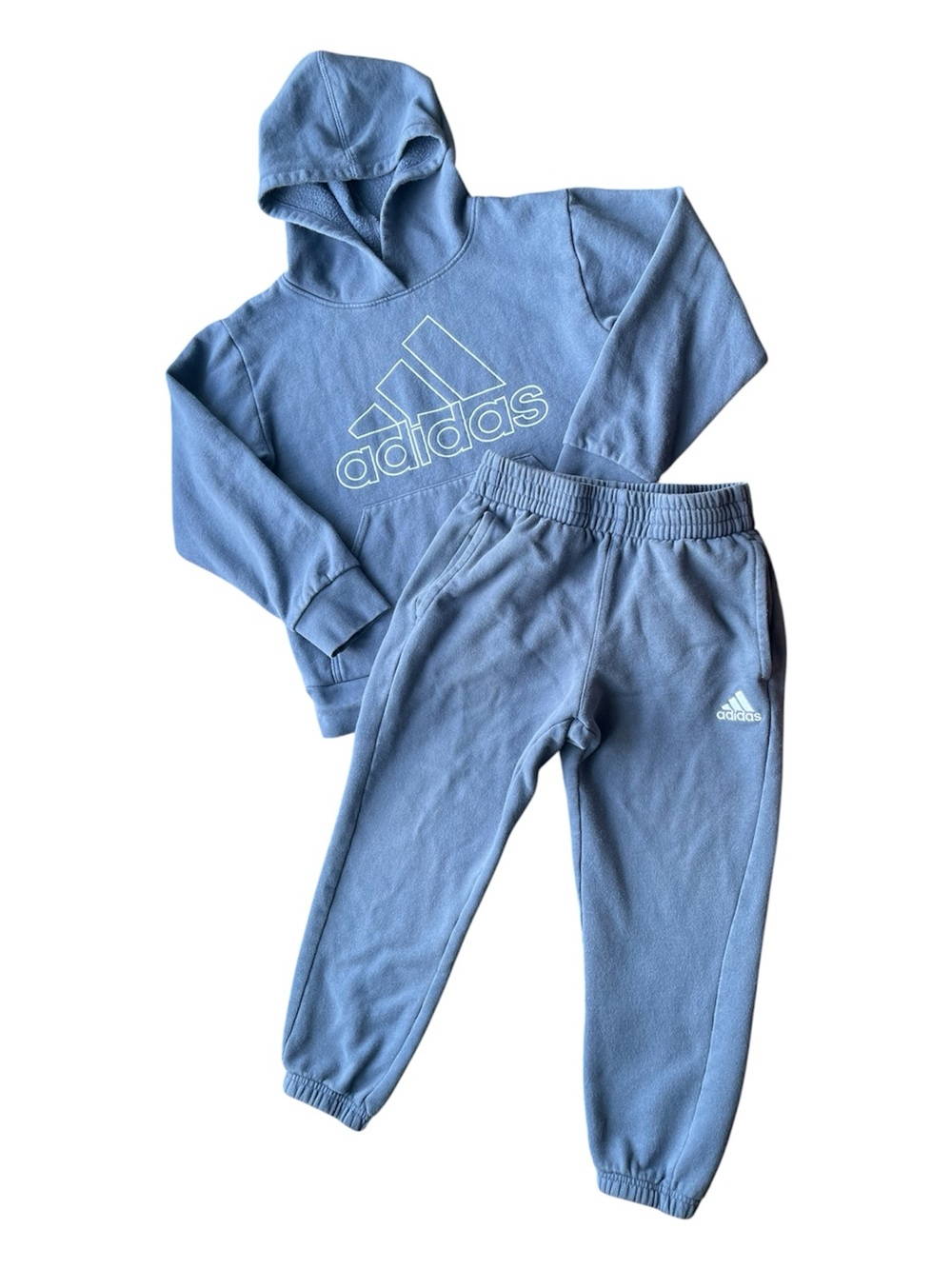 Adidas Sweatsuit Youth S 8 Blue Hoodie Joggers Cotton Boys Athleisure Logo Play